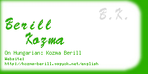 berill kozma business card